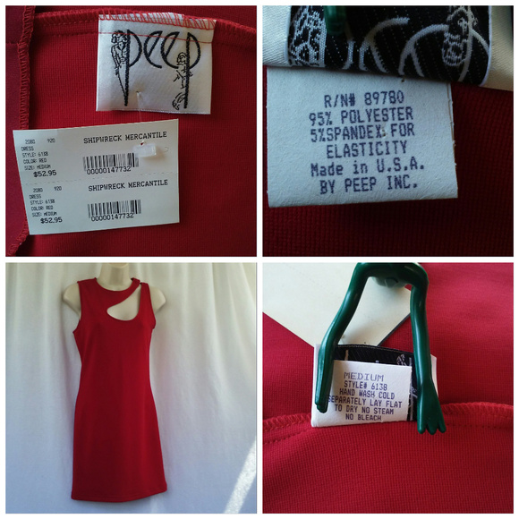 Peep dress Size M Red Cutaway neckline Sheath - Picture 5 of 6